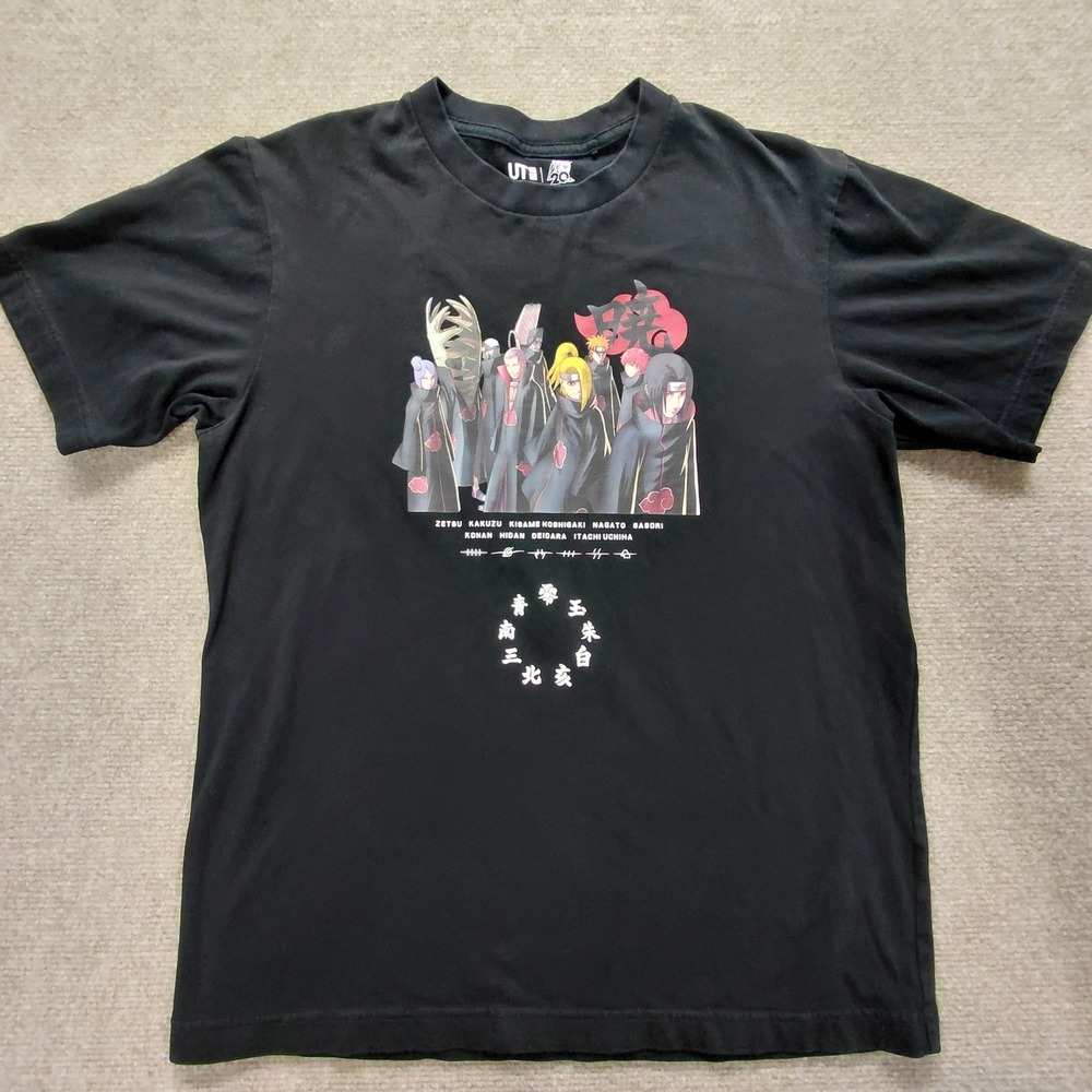 Naruto Akatsuki Organization All Characters Uniqlo Mens Size Small Black Shirt